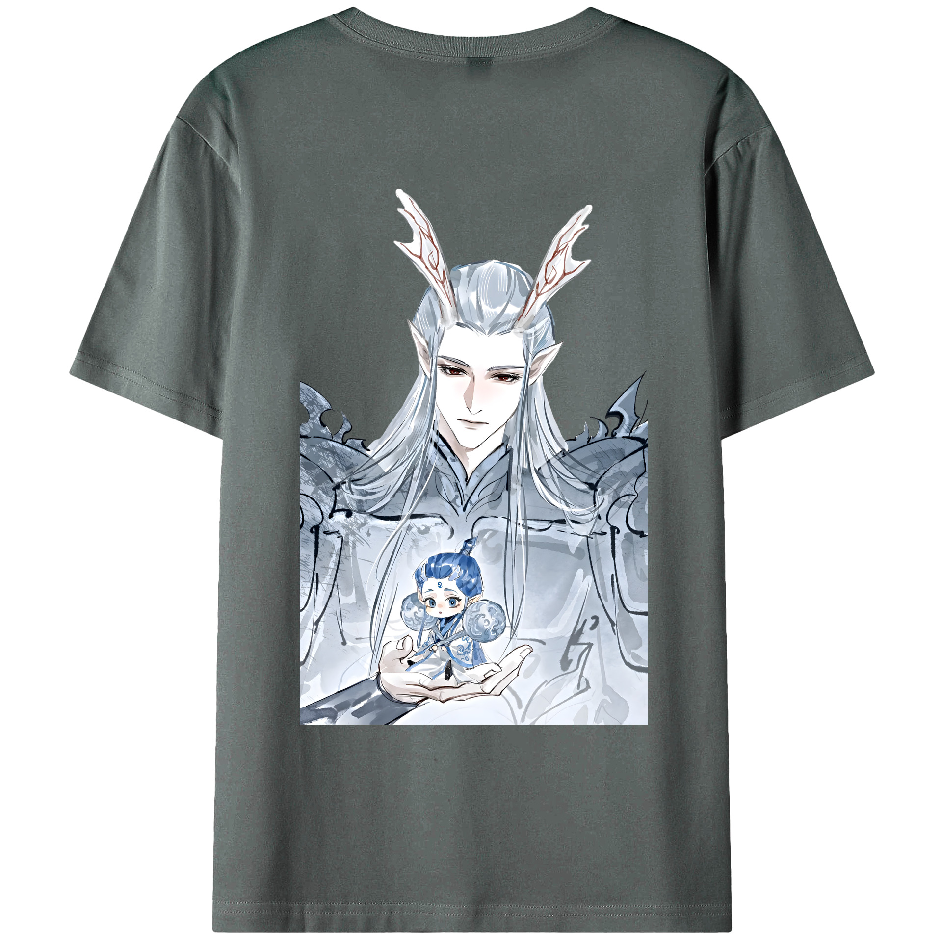 （画像用） Ne Zha 2 ナタ 魔童の大暴れ 綿100％ メンズ半袖Tシャツ（バックプリント） 通気性